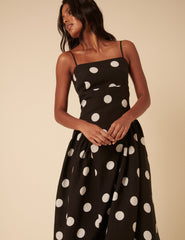 Black Polka Dot Lupin Midi Dress