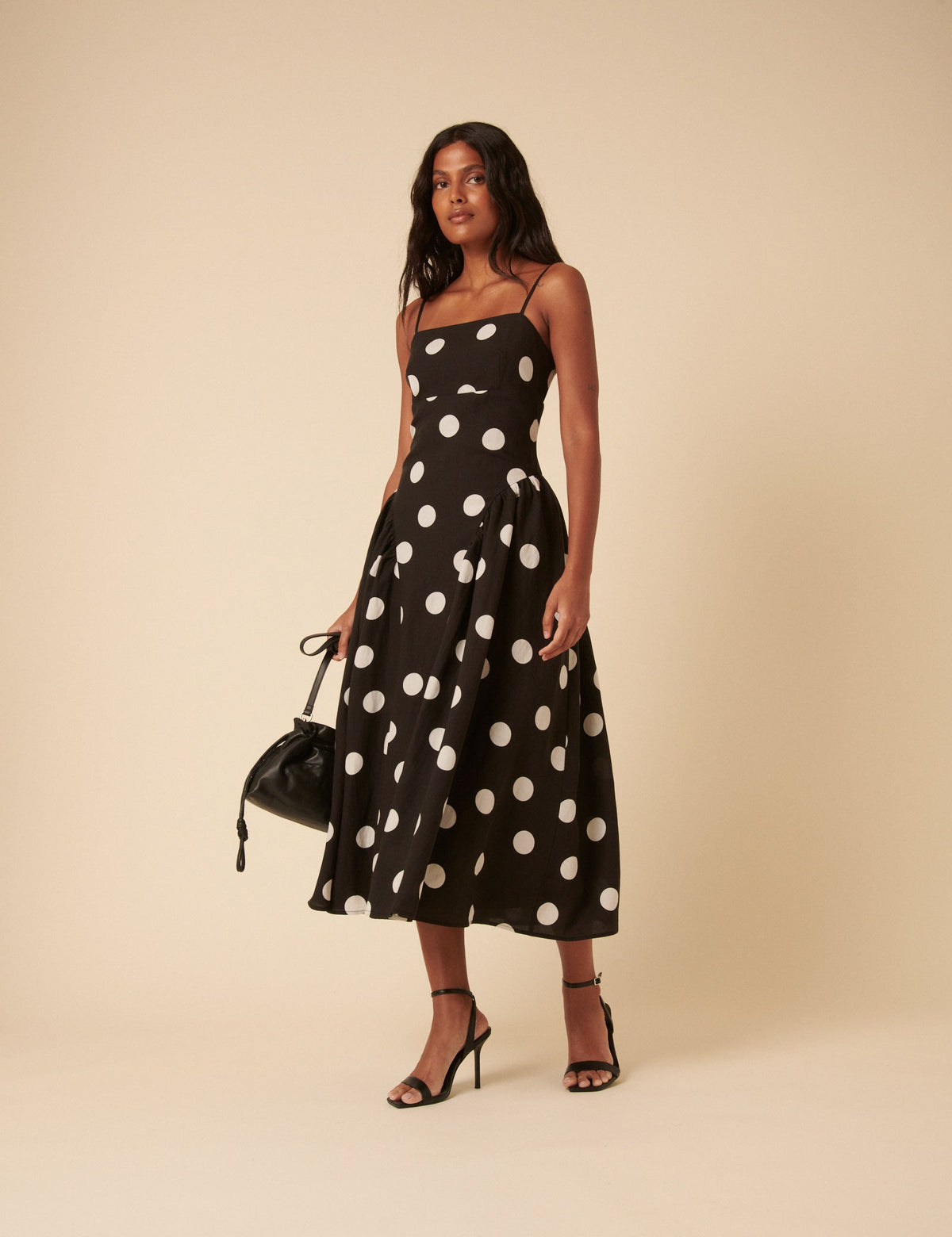 Black Polka Dot Lupin Midi Dress