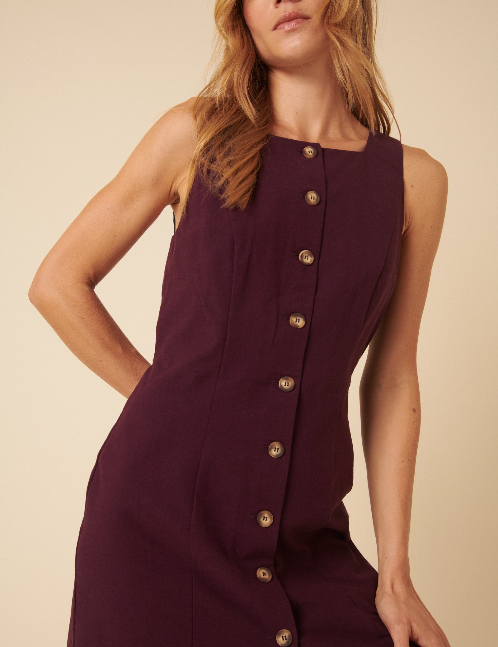 Burgundy Peri Pinafore Mini Dress