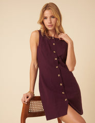 Burgundy Peri Pinafore Mini Dress