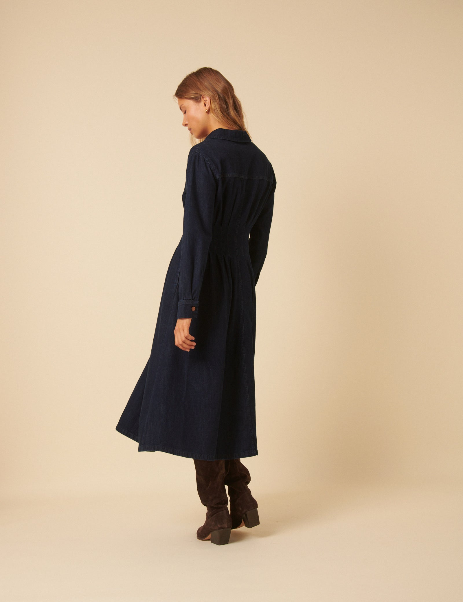 Dark Denim Tucked Waist Kinsley Shirt Dress