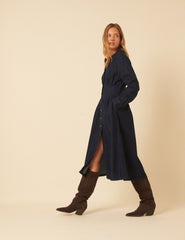 Dark Denim Tucked Waist Kinsley Shirt Dress