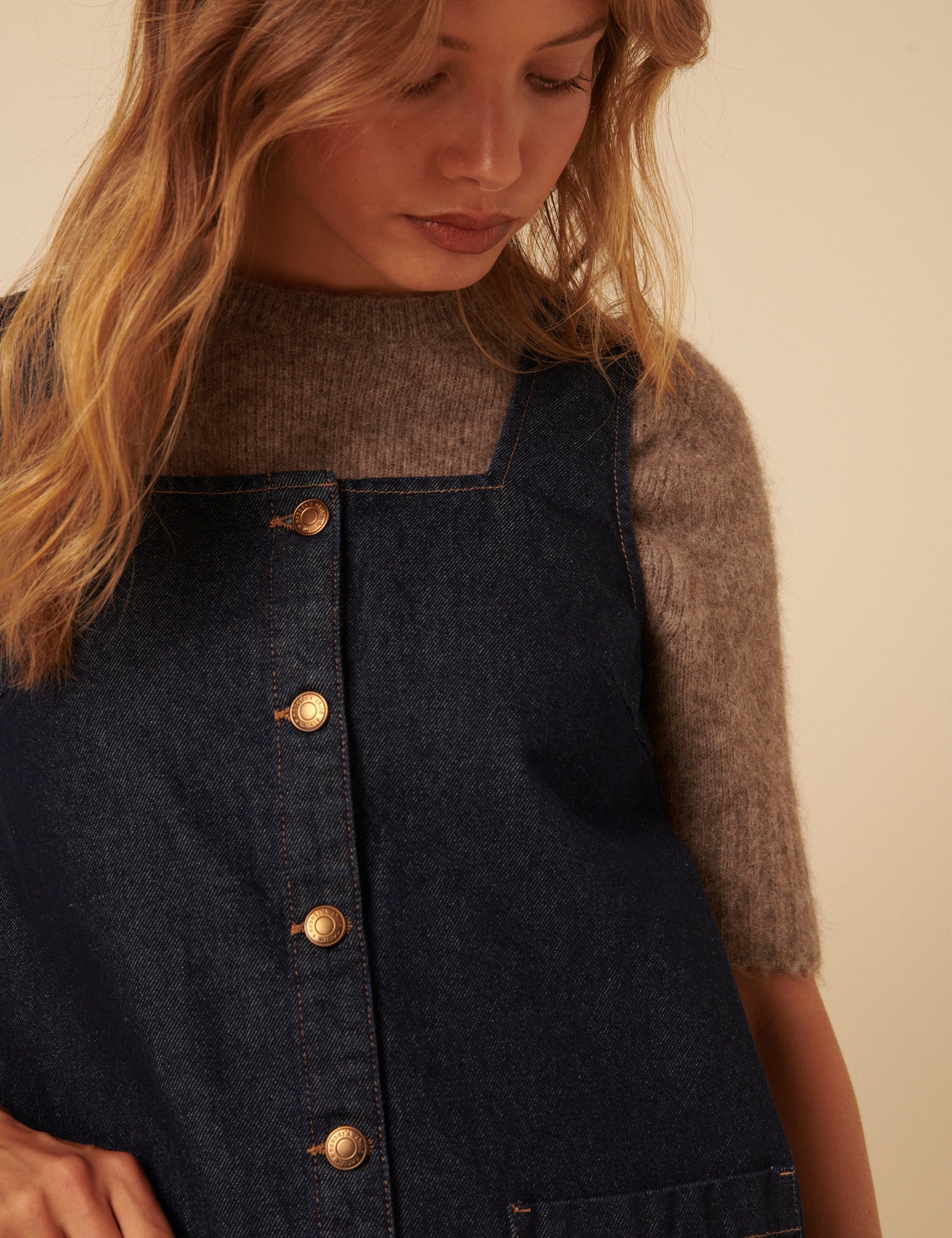 Dark Blue Denim Danni Pinafore Mini Dress