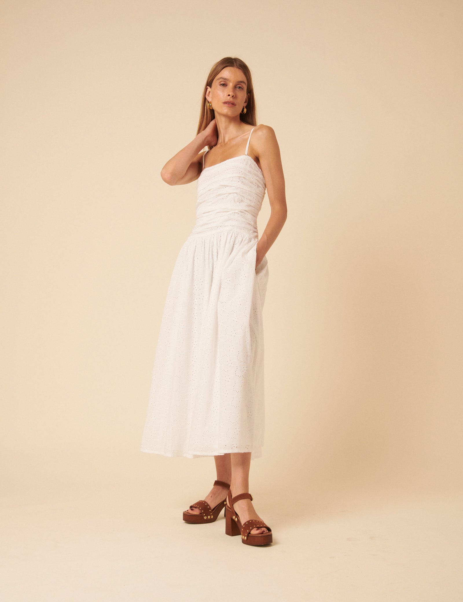 White Broderie Anglaise Bandeau Felicity Midi Dress