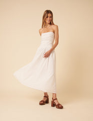 White Broderie Anglaise Bandeau Felicity Midi Dress