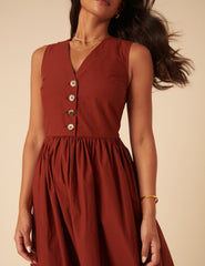 Burnt Orange Oak Midi Dress