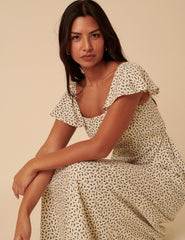 Cream Ditsy Floral Elsie Midi Dress