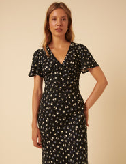 Black Floral Faith Midi Dress