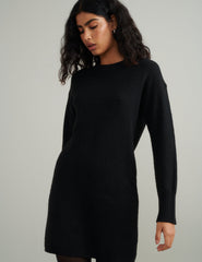 Black Knitted Mini Jumper Dress