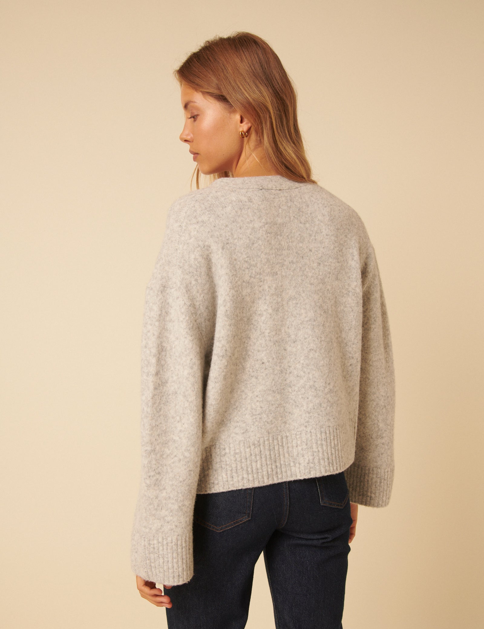 Light Grey V-Neck Cardigan