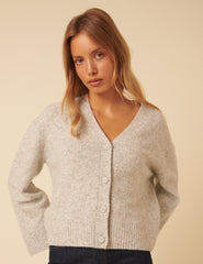 Light Grey V-Neck Cardigan