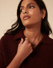 Burgundy Knitted Collar T-shirt