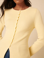 Butter Yellow Ribbed Longline Cardigan