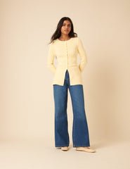 Butter Yellow Ribbed Longline Cardigan