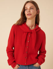 Red Neck Tie Scarf Cardigan