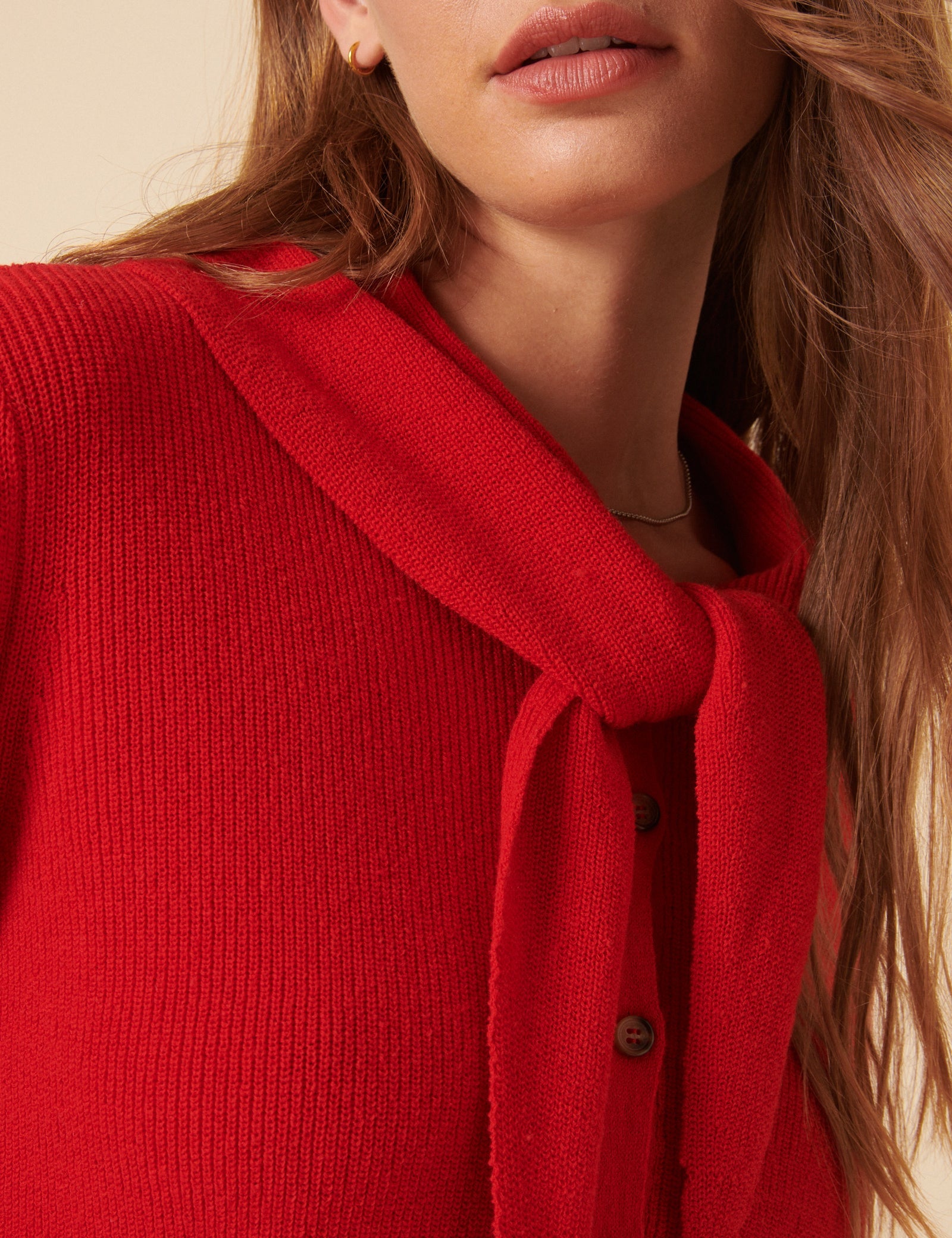 Red Neck Tie Scarf Cardigan