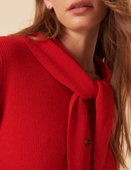 Red Neck Tie Scarf Cardigan