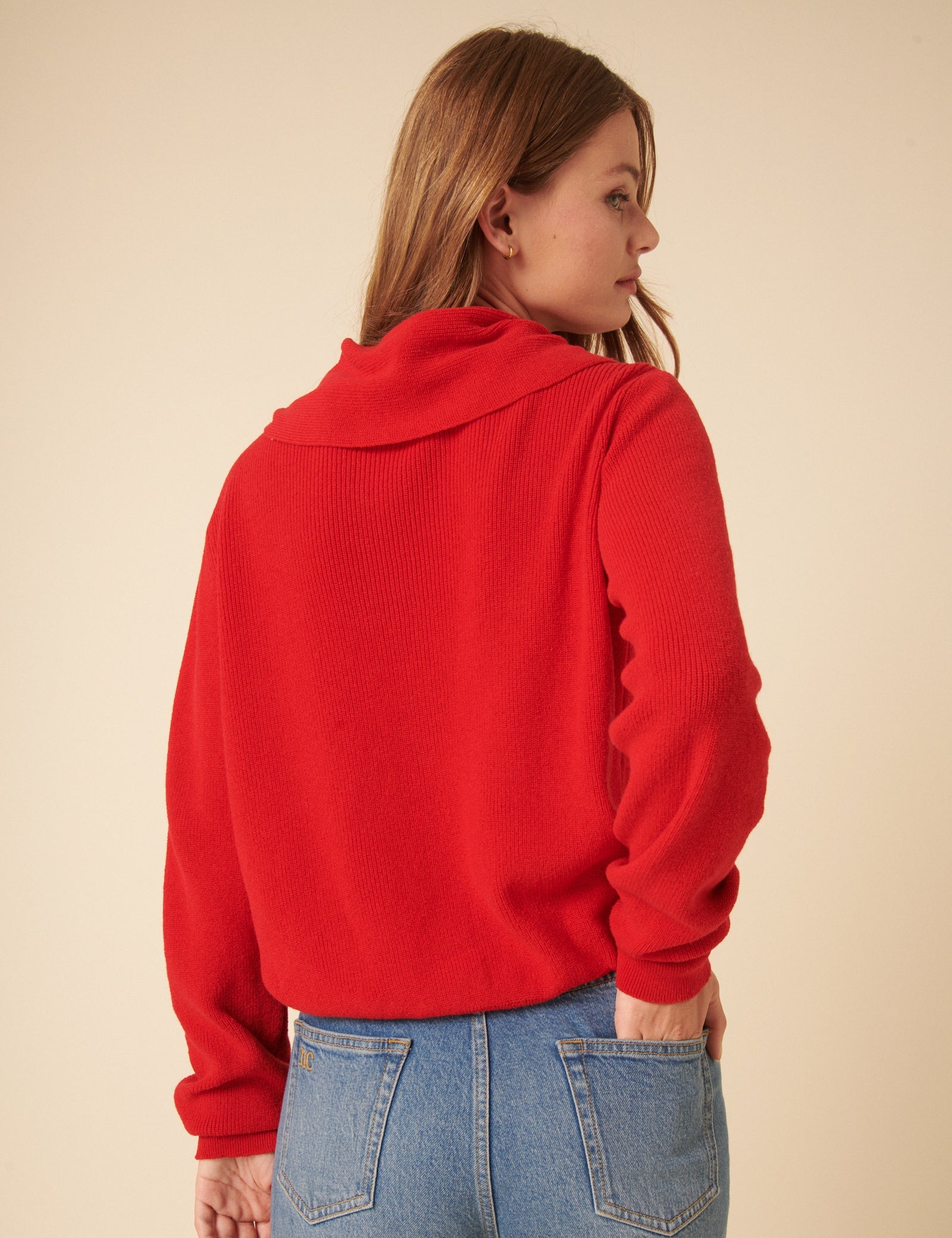 Red Neck Tie Scarf Cardigan