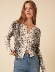 White And Black Spotty Cardigan