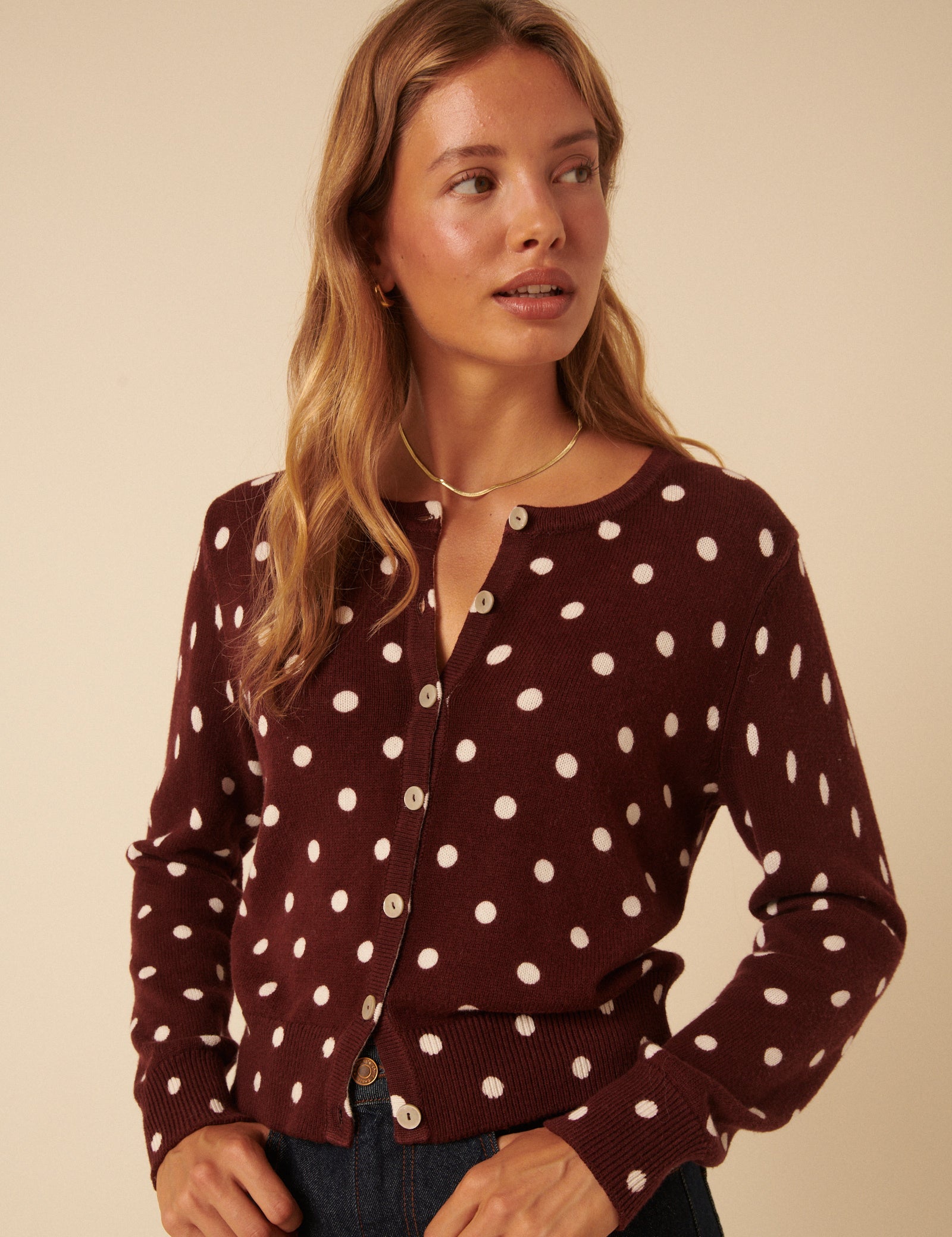 Brown Polka Dot Cardigan