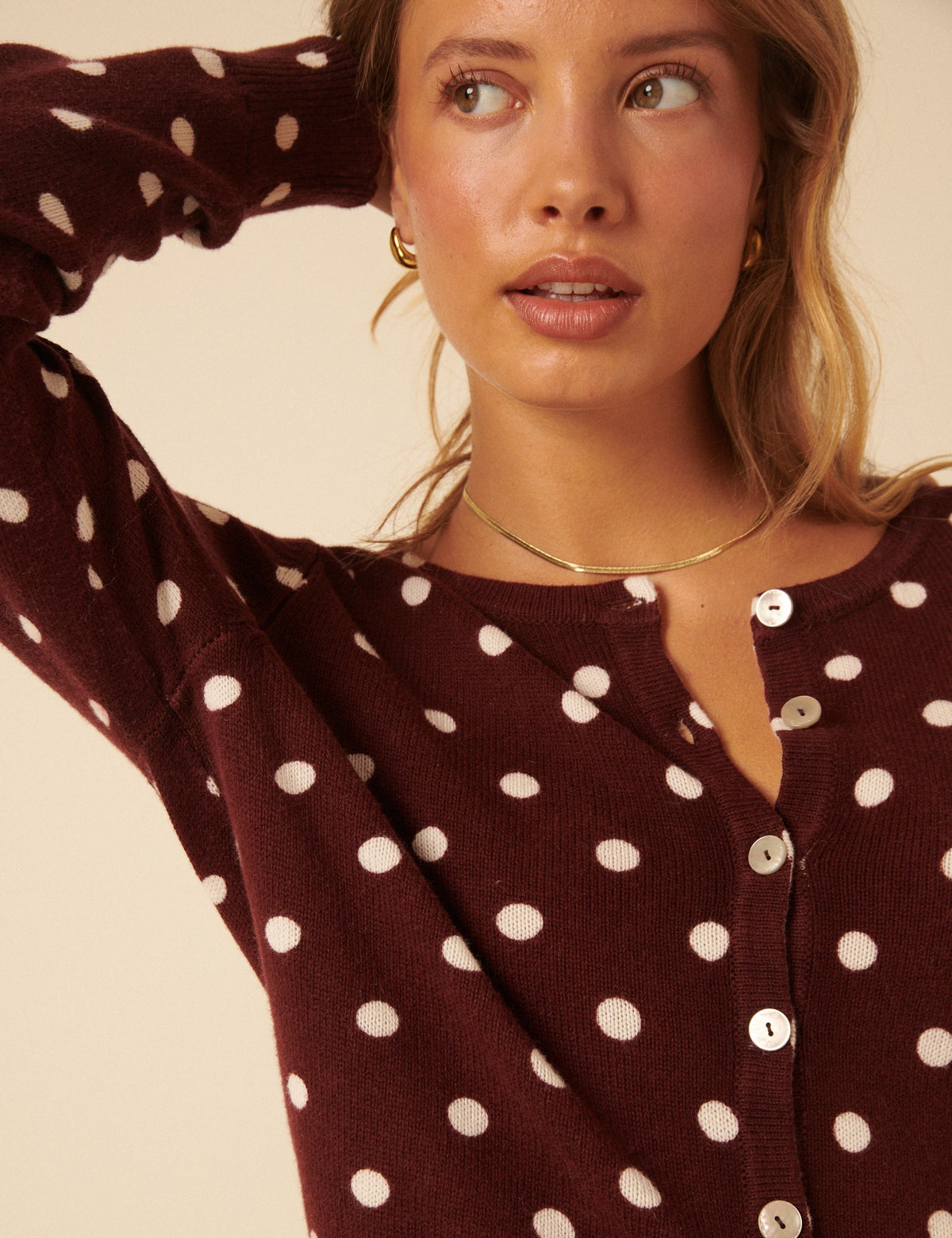 Brown Polka Dot Cardigan