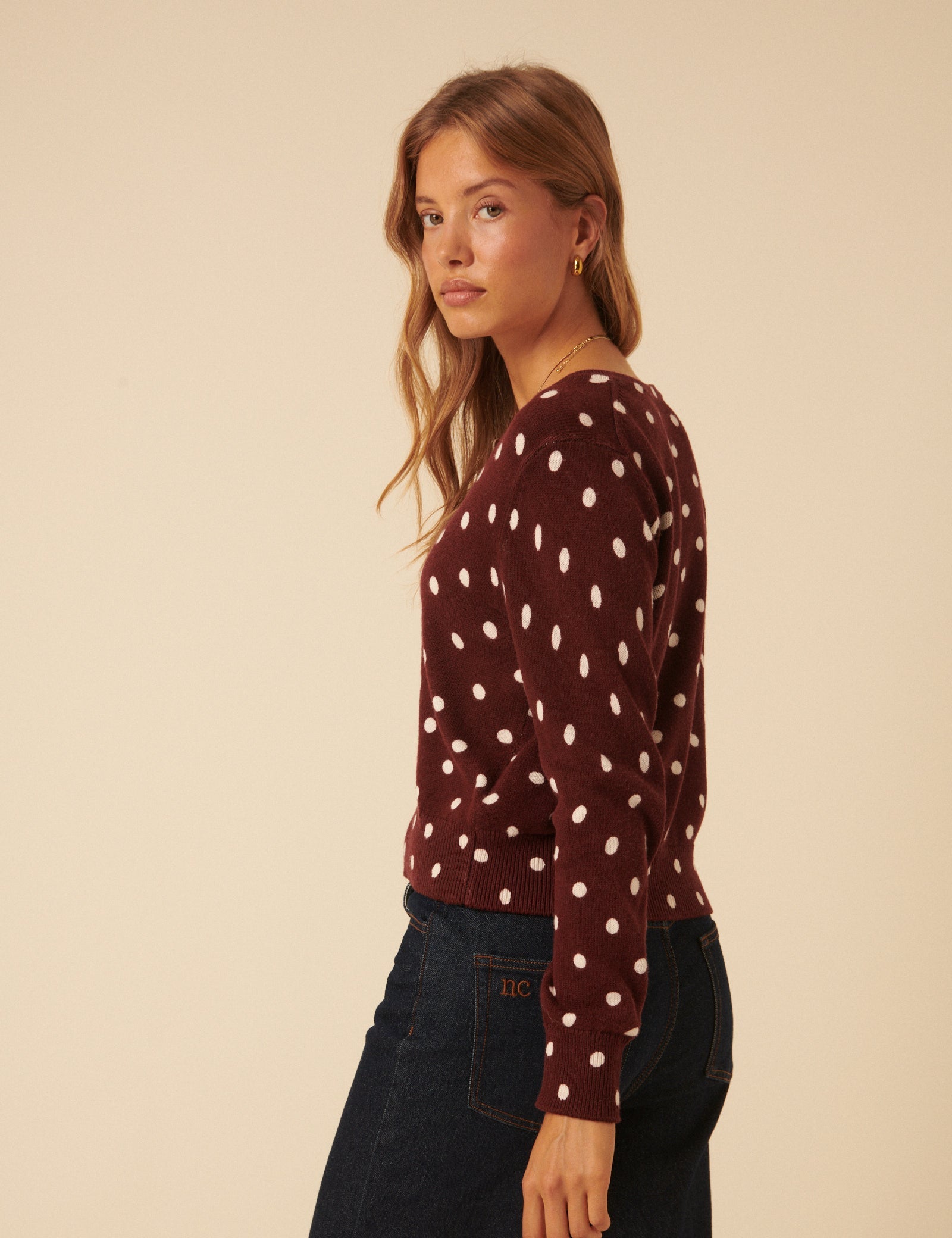 Brown Polka Dot Cardigan