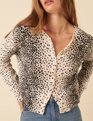 White And Black Spotty Cardigan