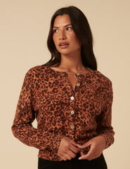 Brown Leopard Print Cardigan