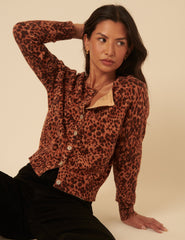 Brown Leopard Print Cardigan