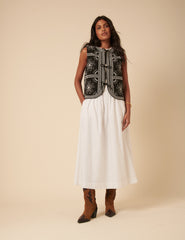 Black Floral Embroidered Gilet