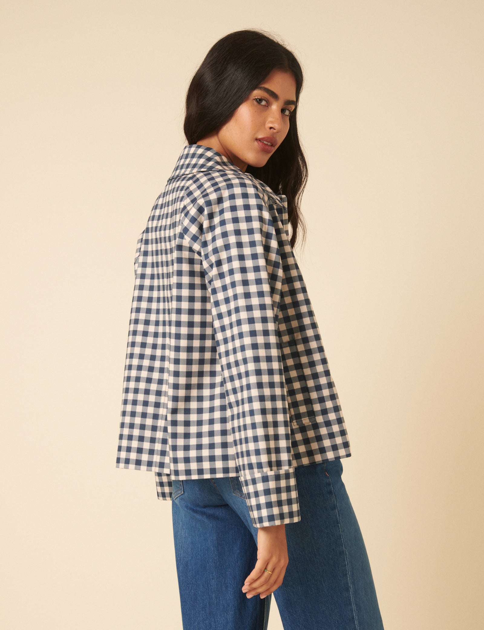 Blue Gingham Swing Jacket