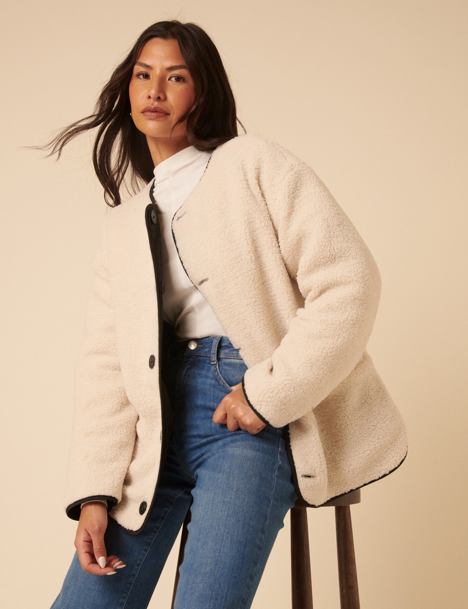 Black Reversible Borg Qulited Jacket