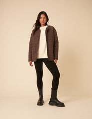 Brown Reversible Borg Qulited Jacket