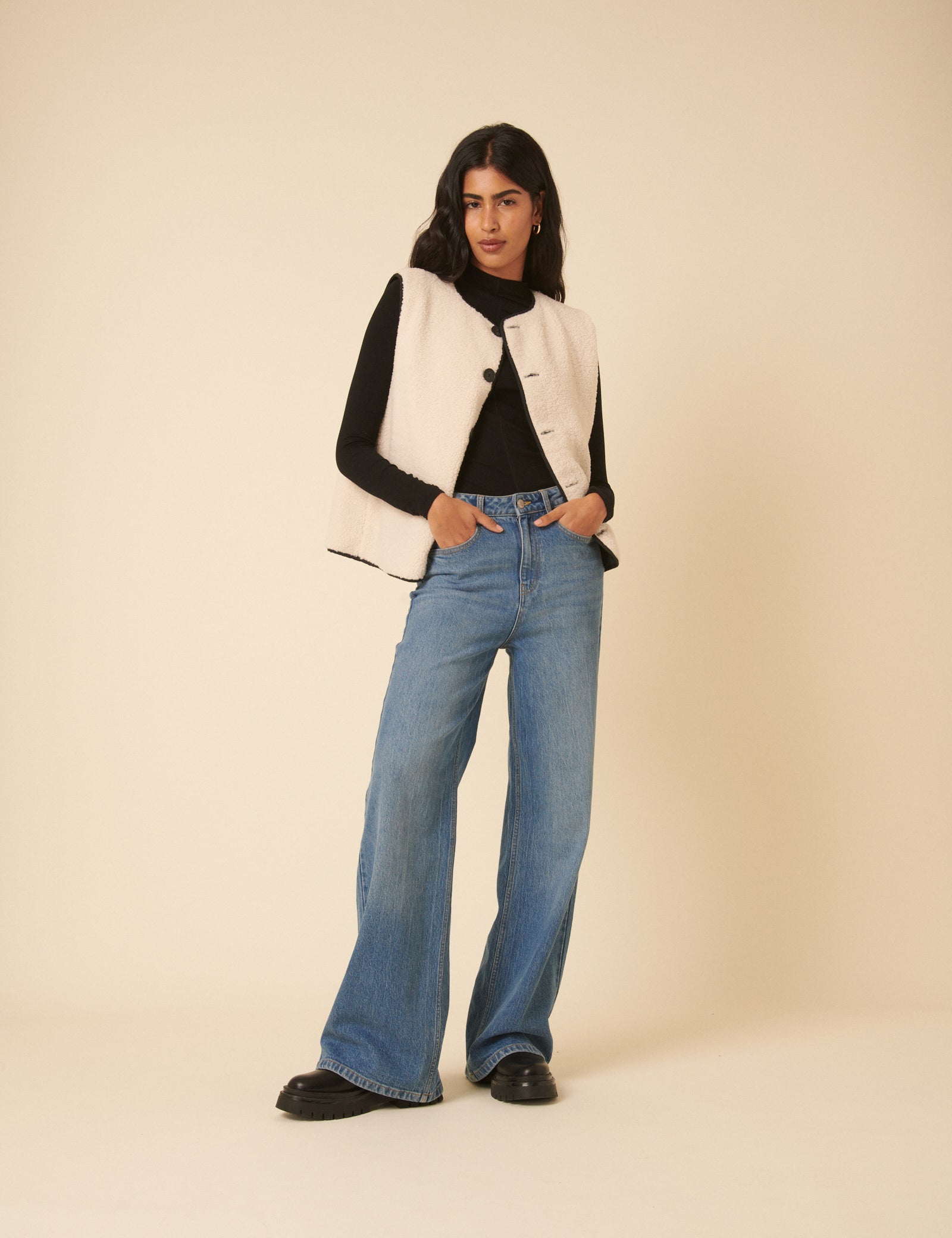 Black Quilted Borg Reversible Gilet