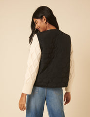 Black Quilted Borg Reversible Gilet