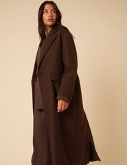 Chocolate Brown Double Breasted Relaxed Coat