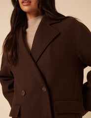 Chocolate Brown Double Breasted Relaxed Coat
