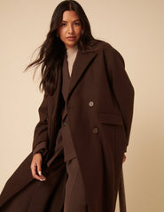 Chocolate Brown Double Breasted Relaxed Coat