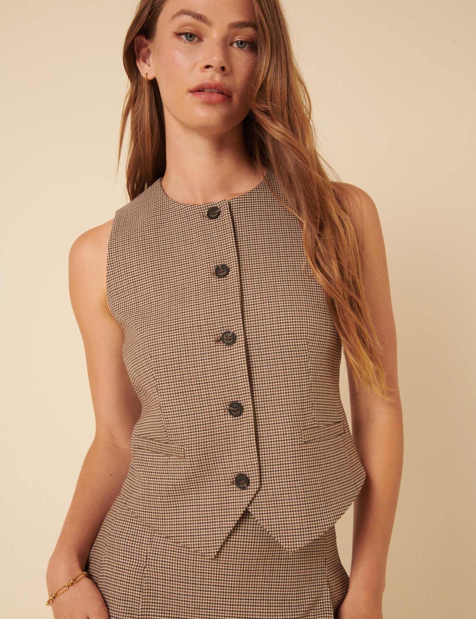 Brown Heritage Check Tailored Waistcoat