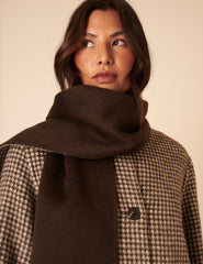 Brown Houndstooth Reversible Scarf Coat