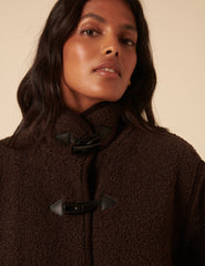 Brown Long Borg Duffle Coat