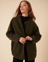 Green Long Sleeve Borg Jacket