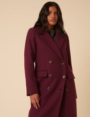 Plum Double Breasted Coat 