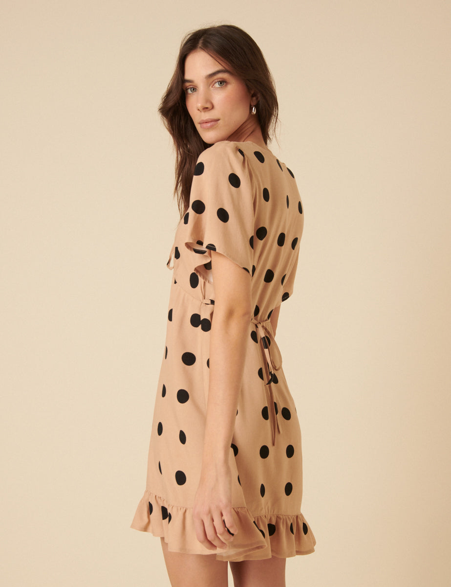 Petite Cream Polka Dot Dalia Mini Dress