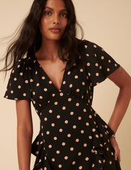 Petite Black Polka Dot Lyndsey Mini Dress