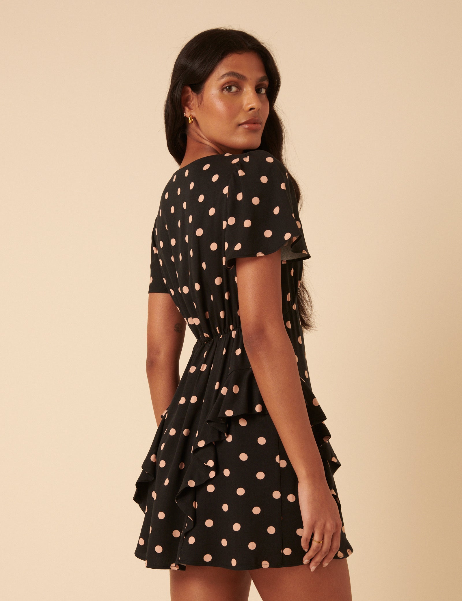 Petite Black Polka Dot Lyndsey Mini Dress