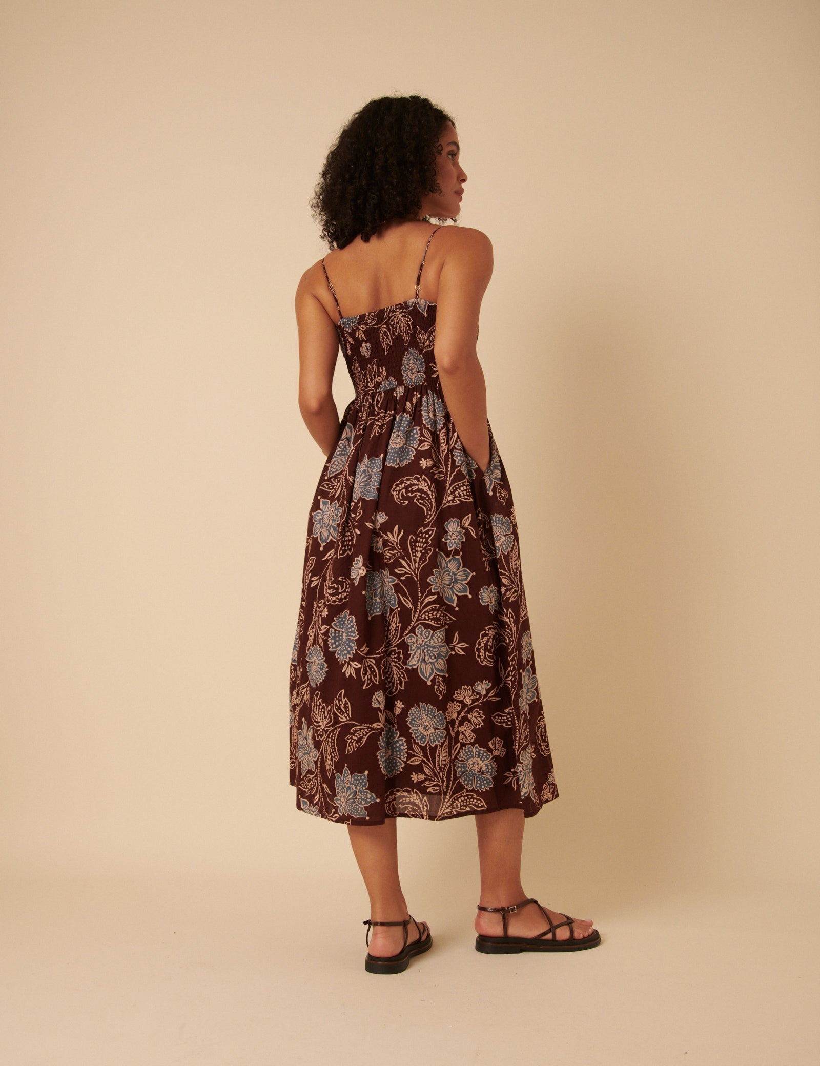 Brown Paisley Print Tamara Midi Dress