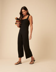 Black Tie Shoulder Jumpsuit