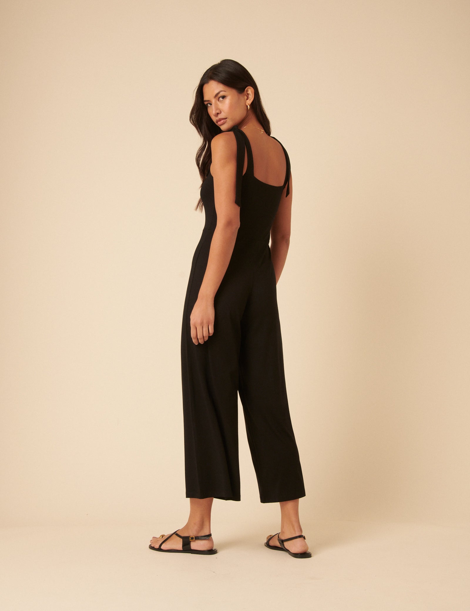 Black Tie Shoulder Jumpsuit