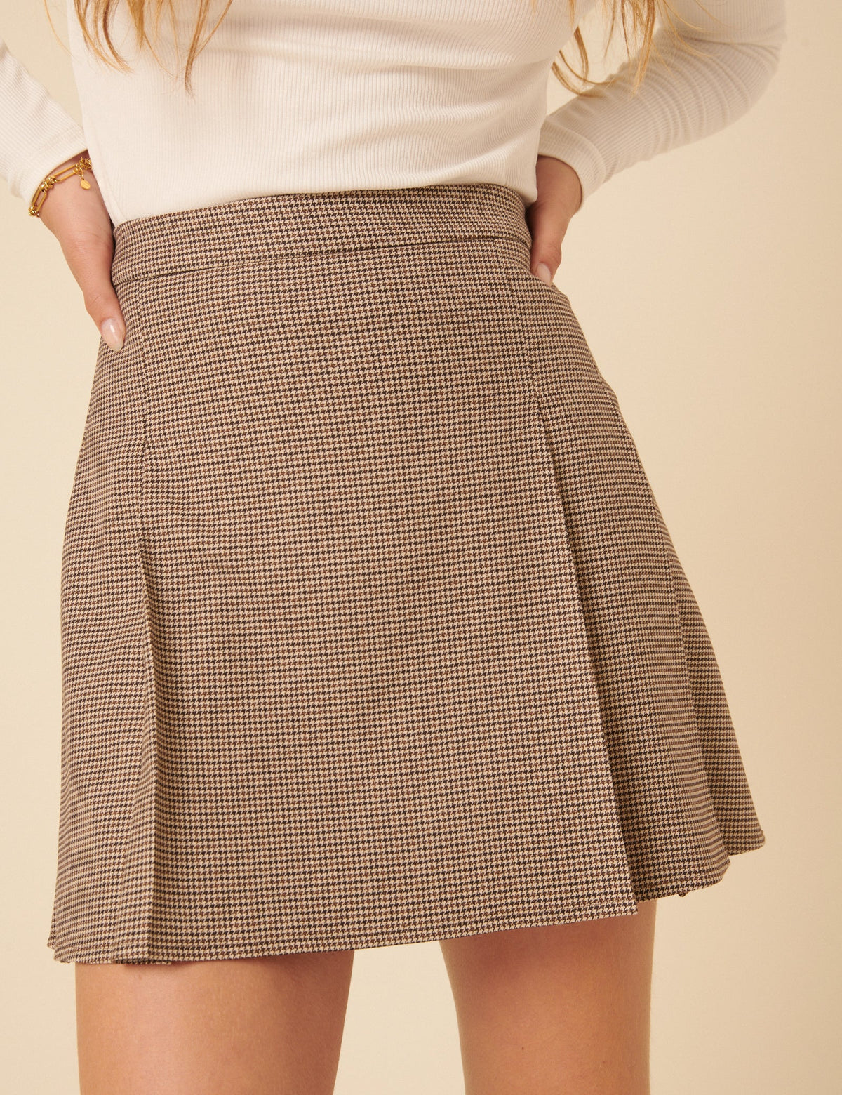Brown Heritage Check Pleated Mini Skirt